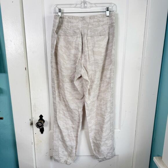 Athleta Cabo Tide Linen Jogger Pull On Pants Camo Print Neutral Drawstring 8 - Picture 7 of 13